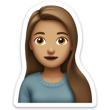 Girl with brown long hair and a blue sweater sticker