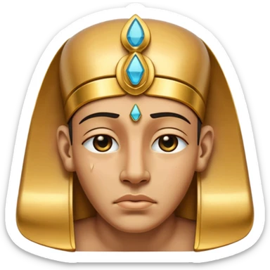 Discord emoji for "RA Silkroad", Ancient Egyptian theme, crying Pharaoh face, cartoonish, colorful, shiny gold accents, small and clear.
 sticker