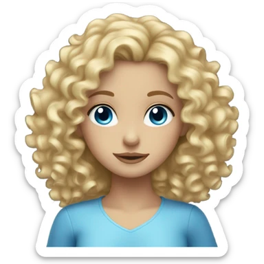 BLONDE CURLY HAIRED GIRL, BLUE EYES, VERY PRETTY sticker