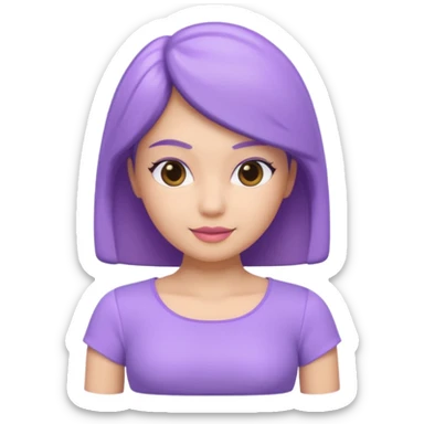 A 3D cartoon lavender-purple women’s top, smooth rounded neckline, simple design, glossy surface, plain background, Memoji-style. sticker