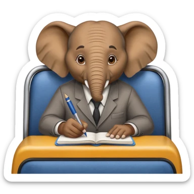 Elephant writing a manifesto on the bus sticker