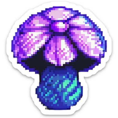 glowing mushroom, pixel art, purple glow sticker