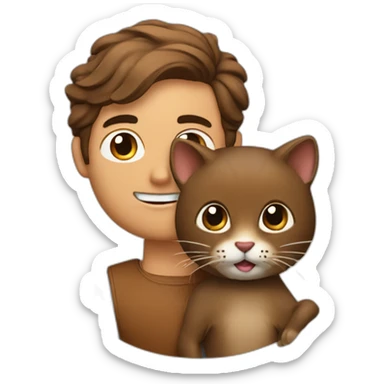 The man with parted hair on the right is holding a beaver cat sticker