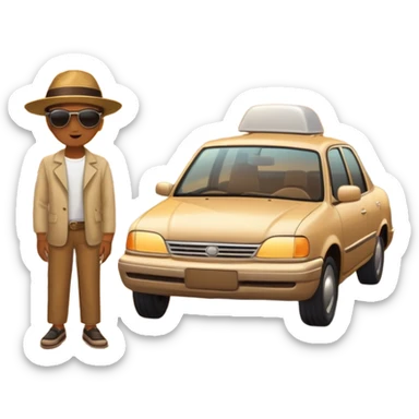 A parked car rests on the side of a long with a person outside , empty road stretching toward a golden sunset. The sky glows with warm colors, and the landscape ahead feels open, peaceful, and full of promise. love  sticker