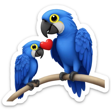 Hyacinth Macaw pair Full Body love with heart sticker