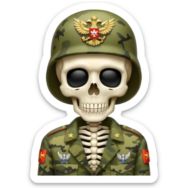 generate a realistic skeleton in Russian military camouflage sticker