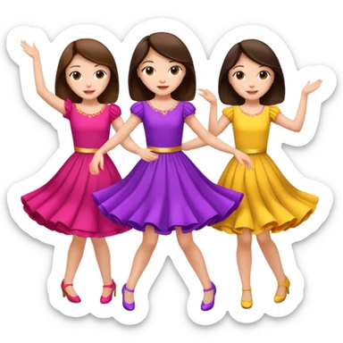 Triplets dancing all brunette sticker