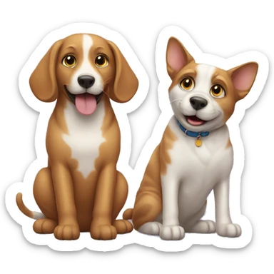 cat and dog playing sticker