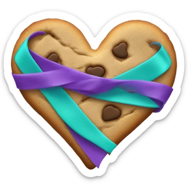 Cookie heart with purple teal awareness ribbon loop sticker