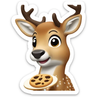 Deer from Japan eating cookie sticker