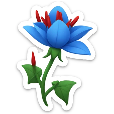 Blue flower with red thorns sticker