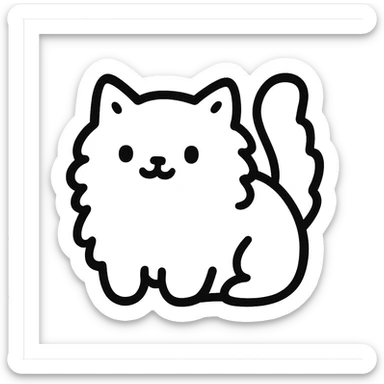 cute fluffy cat hand drawn outlined icon sticker