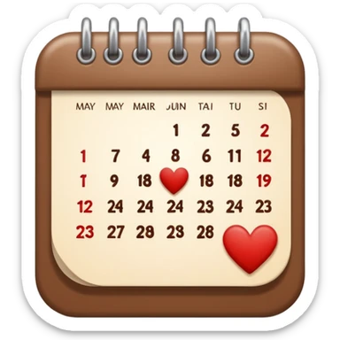 .make a November 2025 mini calendar with right brown hearts with cream colored dates wi rounded corners sticker