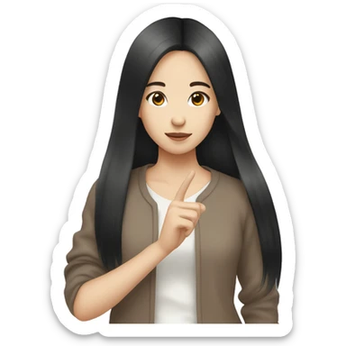 girl Asian long hair black peace sign sticker