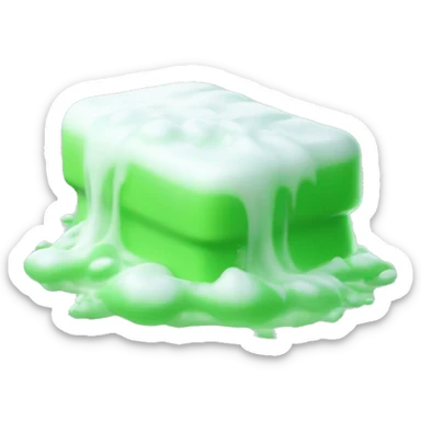Bright green soap and lots of white foam sticker