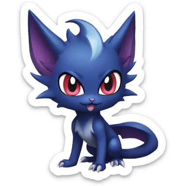 Edgy Cool Chibi Sneasel-Noibat-Absol-Pokémon-fusion-cat Full Body sticker