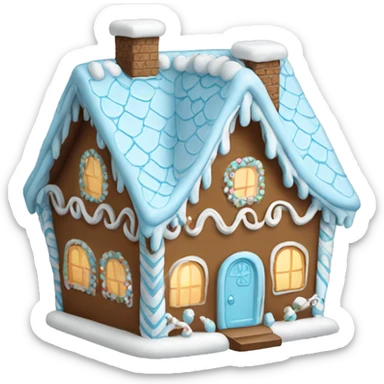 Cosy light blue gingerbread house  sticker