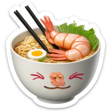 shrimp ramen bowl with pork and fishcake chopsticks  sticker