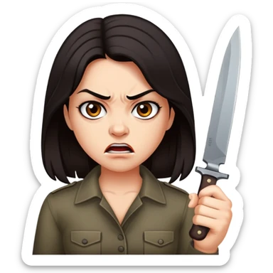 Angry vanessa with dark hair with a knife sticker