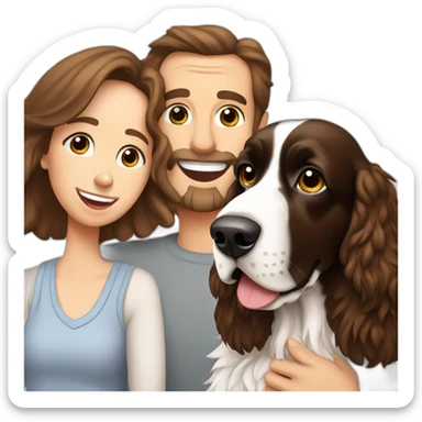 Springer spaniel with owner mom and dad sticker
