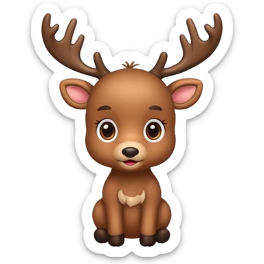 reindeer baby  cute, full body , gifts stuck in head sticker