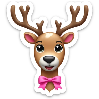 reindeer with pink bow sticker
