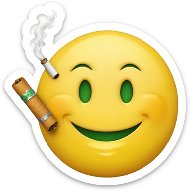 A smiley face smoking a joint sticker