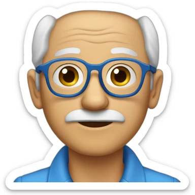 Abuelo con pelo cano , cejas oscuras ,  lentes azules , sticker