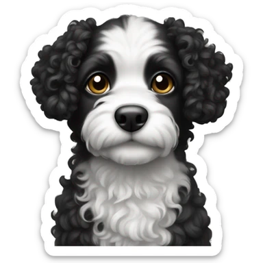 little black and white curly dog sticker