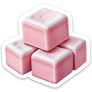 Cinematic Realistic Turkish Delight Dessert Emoji, featuring delicate, chewy confections dusted with powdered sugar rendered with vibrant textures and soft, inviting lighting. sticker