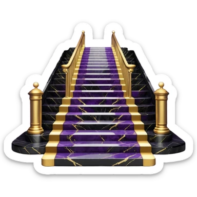 Luxurious black marble hallway stairs with gold and white accents  with with violet accents  sticker