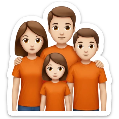 family aill white / browm hair / orange t-shirt sticker