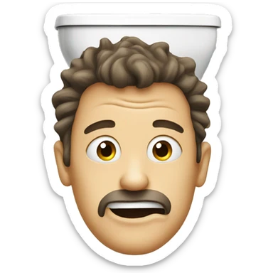 A crazy Mans head and neck going out of a toilet sticker
