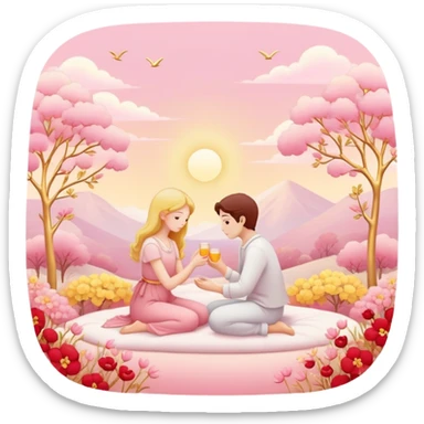 Romantic pink-red-gold-yellow-white pastel lush aesthetic sticker