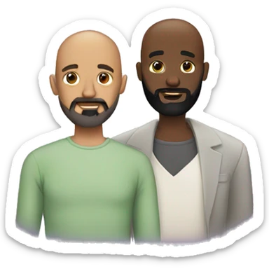 Black bald head man with full beard and black man with mustache and beard hugging sticker