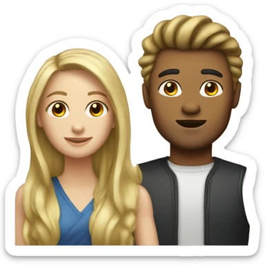 Blond man and brunette woman sticker