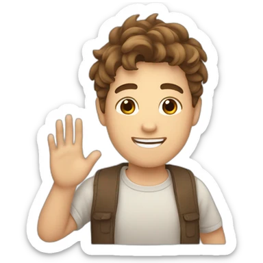 Waving twink with brown hair sticker