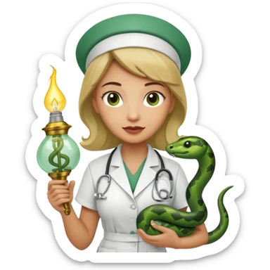 Enfermagem uma lamparina com uma cobra em volta  sticker