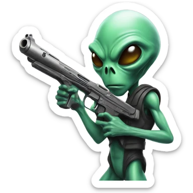 Alien with gun  sticker