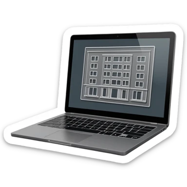 create an emoji of a laptop that has the program autocad architectural drawings on the laptops screen sticker