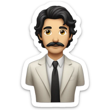 black hair with skin and moustache man with black and long hair with skin lady sticker