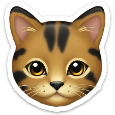 Mostly black and some gold tortoiseshell cat with black chin sticker