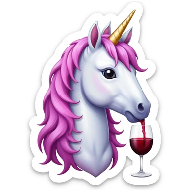 Unicorn with a glass of wine sticker