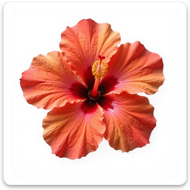hibiscus flower, vibrant, realistic, detailed, on white background sticker