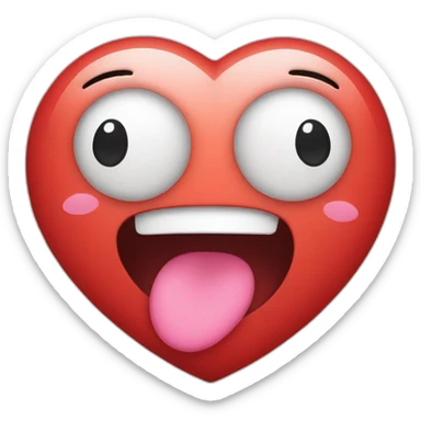 Heart with wink and kiss face sticker