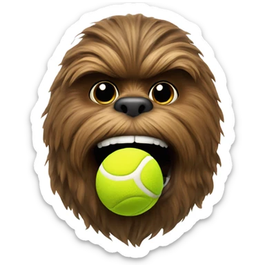 Chewie with a tennis ball in His mouth sticker