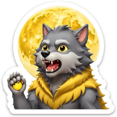 Werewolf howling at moon  cartoon -style/cute and transparent for a sticker  sticker