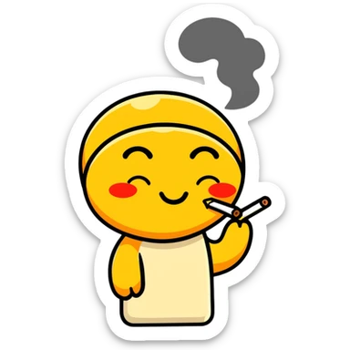 Emoji with cigarette in mouth sticker