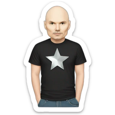 Billy corgan with a silver star on his t-shirt sticker