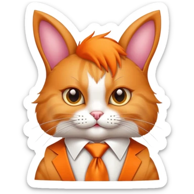cat wearing a necktie and playboy bunny ears sticker